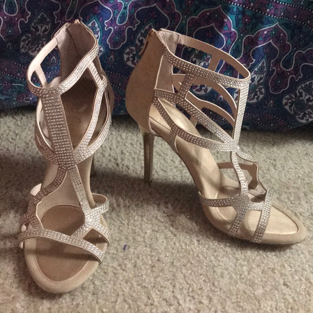 BCBGeneration Nude Sparkle Heels